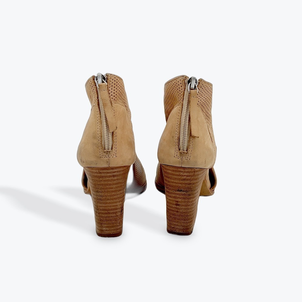 Vince Camuto Perforated Peep Toe Ankle Booties Block Heel Zip Boot Sandal